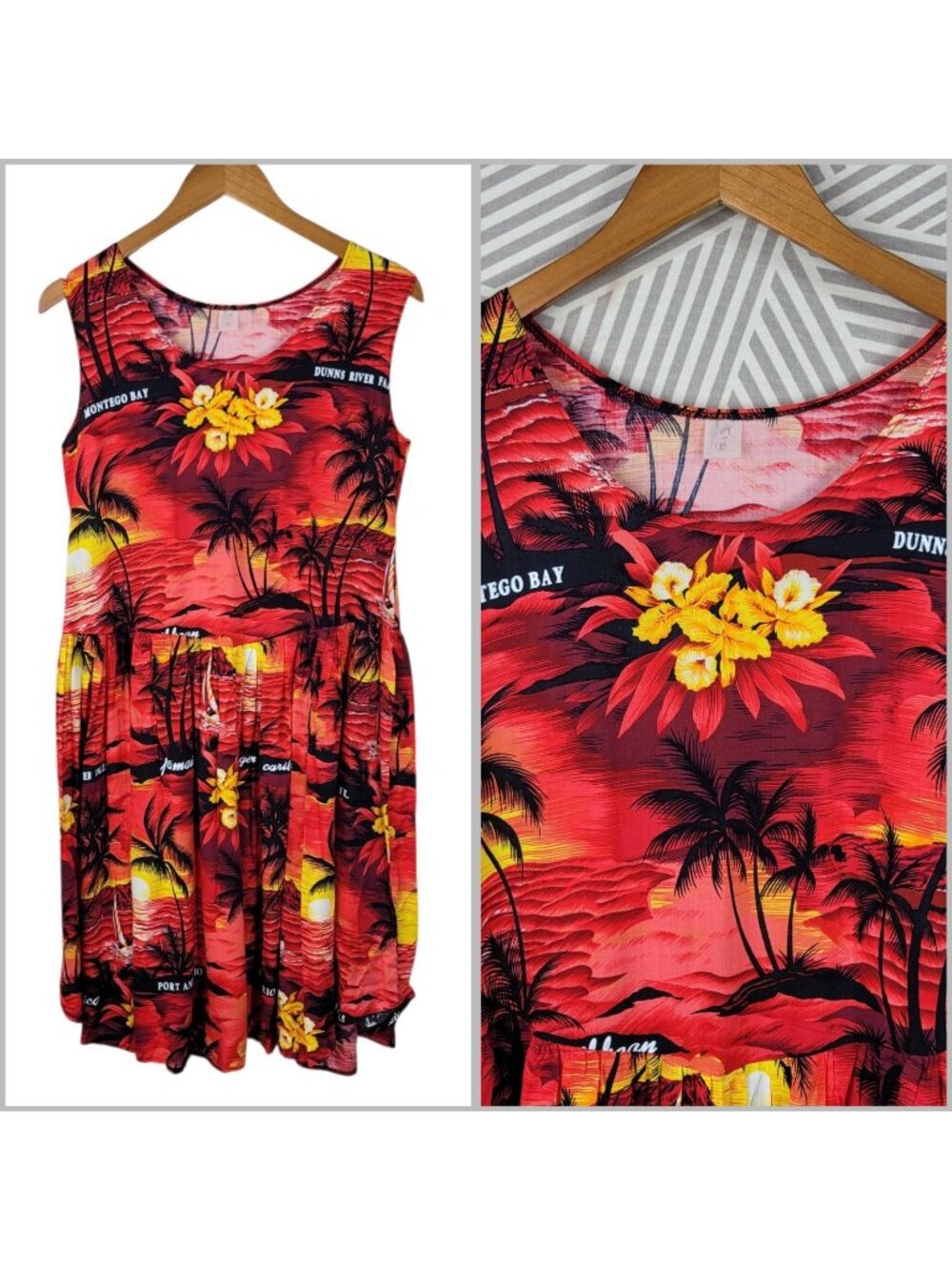 Hawaiian Tropical Sheath Dress Small Medium Large Beach Palm Tree Luau Vintage